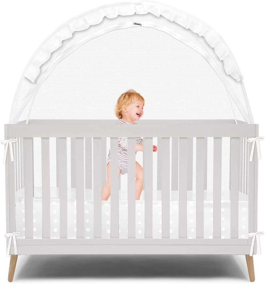 Wonder Space Elegant Baby Crib Net Tent - Minimalist Lace Design - Durable & Breathable Mesh to Keep Baby in & Stop Baby from Climbing Out - Mosquito & Insects Protection (Lace)